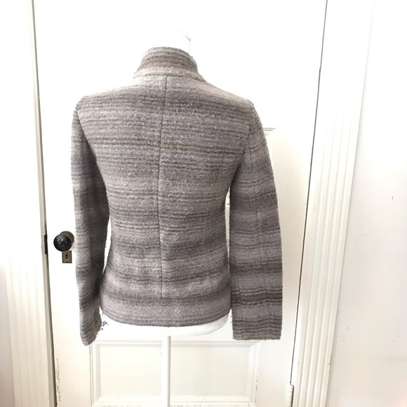 Joie Kawenza Brown Striped Moto Jacket Wool Blend Full Zip - Picture 5 of 6